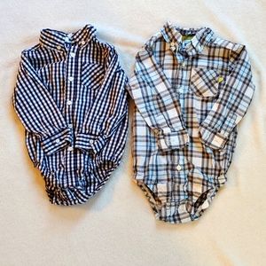 2/$15 Carter's button down onesies bundle of 2, 18 mo